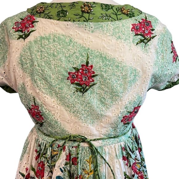 Twin-Set Simona Barbieri Embellished Eyelet Floral Babydoll Dress | SZ M - Picture 16 of 17